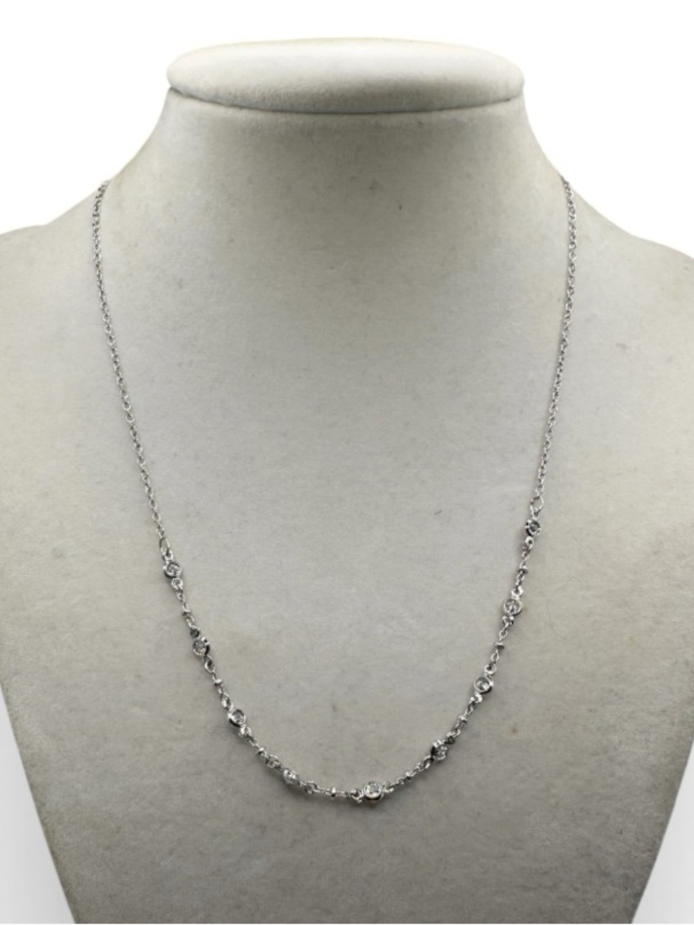 Lydell NYC Silver Tone Bezel Set Crystal Station Necklace NWT